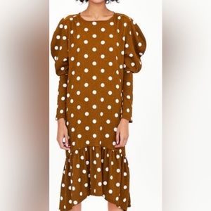 Zara Trafaluc Brown Polka Dot Dress (size S)